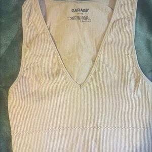 Garage Women's Cream Ribbed Tank Top